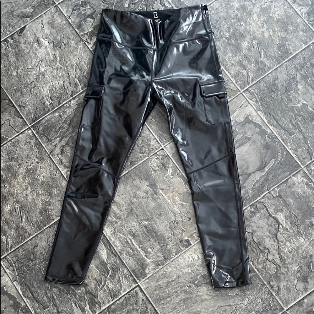 RUDSAK Glossy Black Skinny Cargo Legging Pants Goth Dark Coquette Rave Y2K Punk